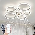 WODA Shang Mao Ceiling Fan with Silent Light, Modern Ceiling Fan 6 Speed Reversible Ceiling Fan, Ceiling Fans with Light and Remote Control, Memory, Timer (White, 90cm-6 Ring)