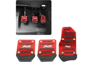 DOUKESH Auto-Fußpedale,Fußpedal Pedalkappen,Auto Pedale Abdeckung,Aluminium Auto Pedal Abdeckung,Rutschfeste Bremsfußpedale,Auto-Beschleuniger Gas Bremspedal Kupplungspedal,Auto Pedal Set,Rot