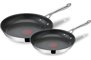 Jamie Oliver Tefal Cook's Direct Stekpanna E304S244 | Svart/Rostfritt Stål | 2 Delar Stekpanna Set | 24 & 28 cm | Lämplig för Induktion