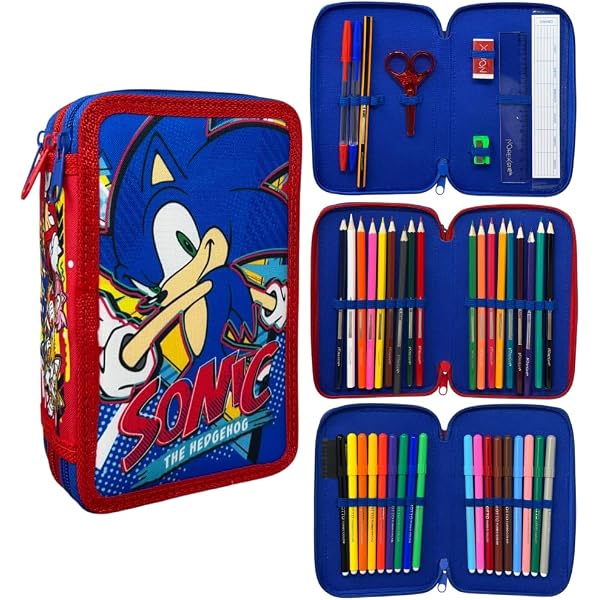 Zaino Sonic Prime Per Bambini | Cerdá 32x12x42 Cm | Leggero Con Tasca Porta Borraccia