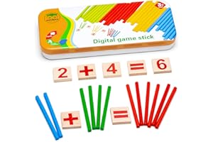 Natureich Montessori Mathématique Tableau Garçon et Fille, Enfants à Partir 3 Ans, Planche Empilage Éducatif, Jouets en Bois Boîte en métal Apprends à Compter, 0-9 Nombres, Motrices 1x1 Multiplication