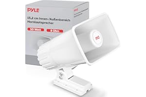 Pyle Hornlautsprecher, 50W Hochtöner, Outdoor Lautsprecher, PA Lautsprecher mit 8Ohm Impedanz, Inkl. Montagesupport & Zubehör