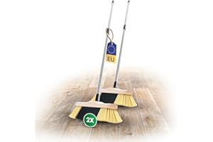 ‎NOVALIV Novaliv 2er Set Zimmerbesen mit Stiel FEINE KUNSTBORSTEN Besen weiche Borsten dicht besetzt Schrankbesen Holzbesen mit Teleskopstiel Künstliche PP Borsten Besen für Laminat und Parkett Stubenbesen