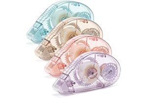 4 Pack Double Sided Tape Roller, Scrapbook Supplies, Glue Tape Roller for Crafts, Double-Sided Adhesive Tape Runner for Scrapbooking, Home School Office Journaling Supplies (0.31 inch X 26.25 feet)