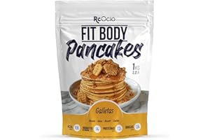 RCOCIO Mezcla para Tortitas/Pancakes proteica FitBody saciante Alto en Proteínas Bajo en Calorías | Tortita proteina Sin Azúcares Añadidos, Ingredientes Naturales (1KG, Cookies)