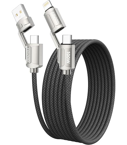 Câble Multi USB 4 En 1 RAVIAD [2m] - USB-C, Lightning, USB-A - Charge Rapide 240W - LED RGB - 7