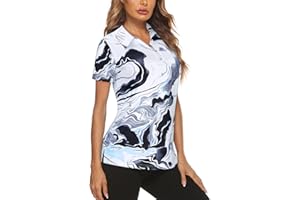 Gemulate Gym Top Women's Polo Shirts Ladies Golf Tops Short Sleeve 1/4 Zip Top Moisture Wicking Workout Golf Tennis Gym Running Tshirt M-3XL