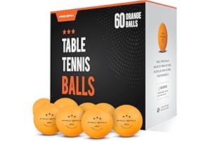 PRO SPIN Pelotas de Ping Pong - Naranja - Pelotas 3 * 40+ (Pack de 60) para Tenis de Mesa | Pelotas ABS de Alto Rendimiento y