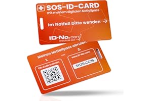 ID-No Notfallkarte mit QR-Code – Notfall- & Gesundheitskarte für Geldbörse, Handyhülle & Notfallmappe – robust, wasserfest & schnell abrufbar – ideal für Ersthelfer & Rettungsdienste
