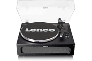 Lenco LS-430 gramofon – gramofon Bluetooth – wbudowane głośniki 40 W RMS – napęd pasowy – kontrola Pitch Control – przedwzmacniacz – wyjście RCA i AUX-In – 3,5 mm – czarny LS-430BK