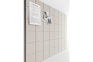 Bumusty Large Felt Bulletin Board 48" x 36" Cork Board Alternative12 Pack with 70 Safe Removable Adhesive Tabs, Cork Boards for Walls for Home Office Classroom Pin Board-Oatmeal