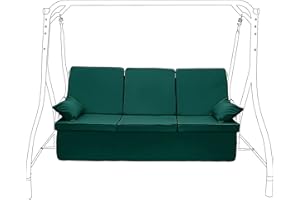 Gardenista Garden 3 Seater Swing Seat Cushion | Water Resistant Outdoor Hammock Replacement Bench Pad 168x56cm | Soft and Comfy Canopy Swing Seat Cushions with Back | Easy to Clean (Green)