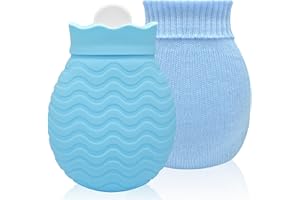 JGCWORKER 320 ml Small Hot Water Bottle with Cover, Hot Water Bag for Back, Neck and Shoulders Pain Relief with Soft Cover Removable and Washable, Best Birthday, Christmas Gifts for Girls Women Kids Adults