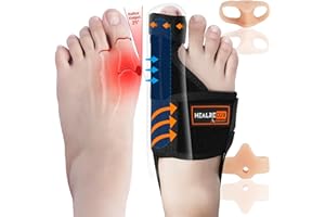 Healrecux Bunion Corrector for Women Men, 2Pcs Bunion Toe Corrector, Adjustable Bunion Splint Brace Big Toe Straightener for Bunion, Hallux Valgus Correction Day/Night Support