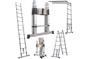 LUCN Telescopic Ladder Extendable Step Ladder Folding Multi Purpose Extension Ladders Portable A-Frame Ladder Stronger than others 3.8m/12.5ft(6.2FT+6.2FT)