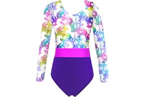 Alvivi Maillot de Danza Gimnasia para Niña Body Ballet de Manga larga Leotardo de Gimnasia de Patinaje Artístico Ropa de Deportiva Yoga 5-16 años