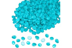 KMZ 200pcs Glow in the Dark Pebbles Blue Luminous Stones Mini Decorative Glowing Pebbles Stones for Home Garden Walkway Aquarium Fish Tank Patio Lawn Decoration