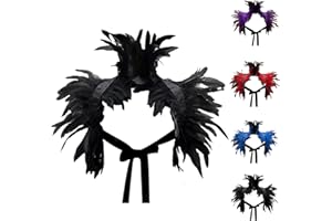 LUKIUP Scialle gotico di piume, Mantello di Piume, Sciarpa di Piume Scialle, Vittoriano Shrug Scialle di piume naturali Colletto, per Halloween Cosplay Party abito da sera