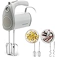 KENWOOD Hand Mixer (Electric Whisk) 300W with 5 Speeds + Turbo Button, Twin Stainless Steel Kneader and Beater for Mixing, Whipping, Whisking, Kneading HMP20.000WH White