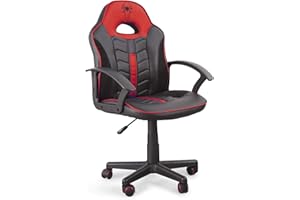 Home Heavenly®- Silla Gaming Win, Silla giratoria para niños, niñas, sillón Gamer con Ruedas ergonómico diseño Moderno, para Estudio, habitación Juvenil Escritorio, en tamaño pequeño (Rojo)