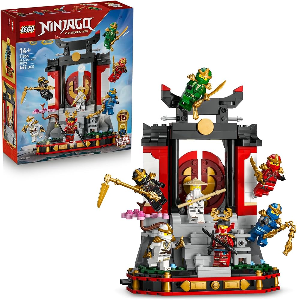 LEGO NINJAGO Ninja Karakteri Sergileme Modeli 15. Yıl Dönümü 71866 | 14 Yaş ve Üzeri Çocuklar için 8 Minifigür İçeren Dekoratif Sergileme Oyuncak Yapım Seti, Yaratıcı Hediye Fikri (447 Parça)