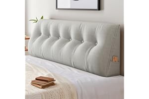 ‎SHOWYLIVE ShowyLive Rückenkissen Lesekissen Bett Keilkissen Großes für Bett und Sofa 2 in 1, Rückenlehne und Kopfkissen mit Seitenfach, Bezug Abnehmbarem und Waschbarem (200 * 50 * 20cm, Hellgrau)