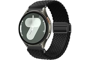 XMUXI 20mm Nylon Armband Kompatibel mit Samsung Galaxy 7/6/5/4 40mm 44m/Galaxy 6 Classic/5 Pro/4 Classic, Magnet Sport Uhrenarmband für Damen Herren Elastische Geflochtenes, Schwarz