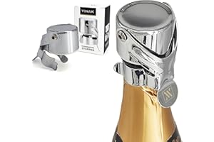 VINAK - Tappo per champagne in acciaio inox cromato | Adatto a tutti i tipi di bottiglie di spumante - prosecco e vino | Chiusura ermetica consente di conservare tutte le proprietà