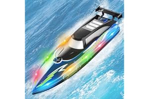 DHQKQG Barca Telecomandata, Rc Con Luce Led, Radiocomandata, Da Corsa, 2,4 Ghz, Giocattolo, Mare Per Adulti E Bambini