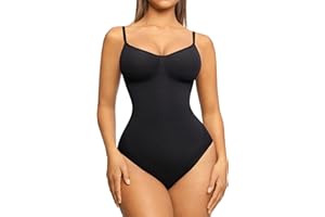 FeelinGirl Faja Colombiana Reductora Mujer sin Costura Body Reductor Lumbar Shapewear Braga Adelgazante Abdomen con Cuello de V