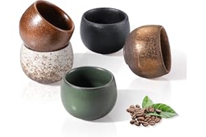 ecooe Espressotassen Dickwandig aus Steingut 5er Set 50ml, Handgefertigt Porzellan Kaffeetassen, Keramik Teetassen Geschenke für Frauen Männer Beste Freundin Partner, Weihnachtsgeschenke