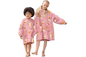 Adisputent Kids Blanket Hoodie Oversized Snuggle Blanket Sherpa Fleece Lined Blanket Hooded with Pockets Boys Girls Soft Cozy Fluffy Wearable Blanket 5-15 Years