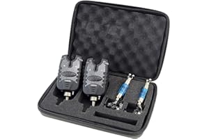 Hirisi Tackle Carp Fishing Bite Alarm and Swinger Set Water Resistant Blue LED