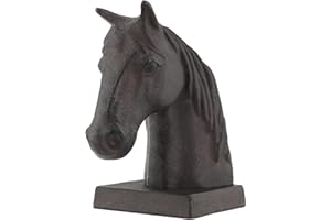 LONG R UN HOME Horse Decorative Bookend Vintage Cast Iron Decor Heavy Book Ends Door Stop Unique Horse Head Statues Home Decor, Ideal for Reading Room Living Library Office Shelf Desk Decorative