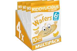 Kiddylicious Banana Wafers - Gluten and Dairy Free Kids Snack - Suitable for 6+ Months - 4 x 10 Twin Packs