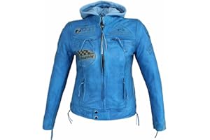 Euro Stars Damen Motorrad & Freizeit Lamm Leder Jacke Schwarz, Biker Ladies Leather jacket