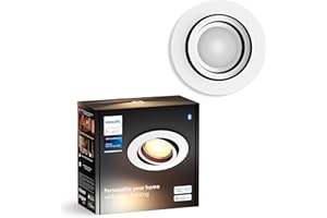 Philips Hue Milliskin White Ambiance Einbauspot, Weiß, (400lm / 70mm), 1er Pack, warm- bis kaltweißes Licht, steuerbar via App, kompatibel mit Amazon Alexa (Echo, Echo Dot), neue Generation