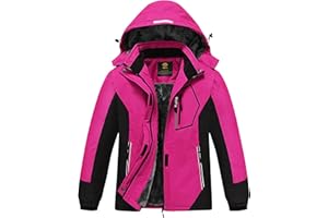 MoFiz Vestes de Ski Fille Hiver Blousons Fille Chaud Manteau de Neige Imperméable Veste Polaire Enfant avec Capuche