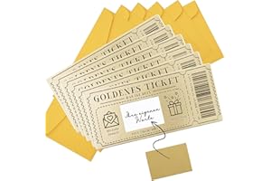 Teyomi 6 Stück Gutschein zum selber ausfüllen mit Rubbelaufkleber,Rubbelkarte zum beschriften mit Umschlägen,Goldene Ticket Rubbel-Geburtstagskarten,Geschenke für Frauen, Weihnachtsgeschenkkarten