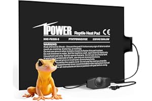 iPOWER Tapis chauffant pour terrarium avec thermostat de contrôle de la température, réglable pour terrarium, coussin chauffant pour reptiles, amphibiens, 8 W, 15 x 20 cm