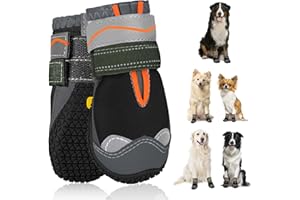 SlowTon Dog Boots for Injured Paws Waterproof, Non-Slip Paw Protector for Rainy Snowy Breathable for Hot Pavement, Puppy Shoes with Adjustable Reflective Strip Dual Washable for Small Medium Large Dog