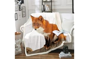 Homemissing coperta in pile con volpe e volpe, ragazze, acquerello, simpatica coperta in peluche, volpe arancione, matrimoniale