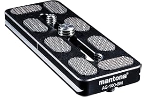 Mantona AS-100-2M Schnellwechselplatte Arca-Swiss kompatibel, 100x38mm mit Schrauben und Mittenmarkierung
