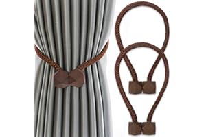 Yatinkim 2 Stück Magnetische Gardinen Raffhalter Outdoor Vorhang Halter Seil Moderne Stil Krawatte Dekorativer Wohnzimmer Schlafzimmer Braun