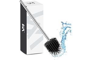 ‎VMBATHROOMS Ersatz WC-Bürste Ø 7,5 cm aus Silikon – Klobürste mit schwarzen Borsten – Toilettenbürste mit Stiel in besonderer Optik – Ersatzklobürste für den universalen Einsatz + Gratis E-Book