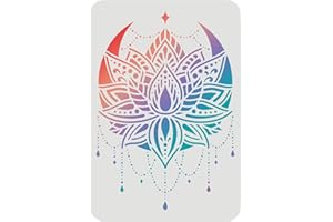 FINGERINSPIRE Stencil Lotus 29,7 x 21 cm Fiori in plastica Disegno Pittura Stencil Mandala Fiore Parete Stencil Stencil Stencil Riutilizzabili per Legno, Pavimento, Parete e Piastrelle