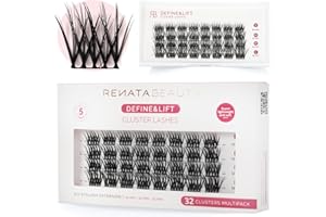 RB RENATA BEAUTY Renata Beauty Define&Lift Ciglia Finte in Gruppo - Multipack da 32 pezzi, Lunghezze Miste (10mm, 12mm, 14mm), Ricciolo C, Valorizza la Linea Naturale delle Ciglia, Ideali per l'Uso Quotidiano