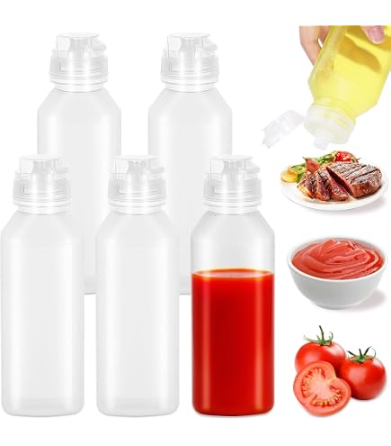 3 Flacons Doseurs 500ml Avec Bec Verseur Silicone - Pour Ketchup, Sauces - Couvercle à Charnière - Alimentaire