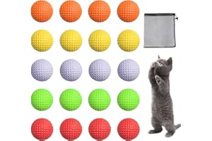 Reyshin 20 Stück Katzenbälle, Interaktives Katzenspielzeug Ball Golfbälle aus Hochwertigem Schaumstoff, Bälle für Katzen und Welpen 4,2cm (20, 5 Farben)