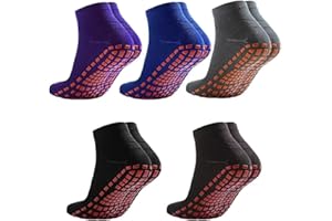 Yitobici Skarpety do jogi, 5 par, antypoślizgowe skarpety, modele do połowy łydki, dla kobiet i mężczyzn, do pilatesu, do jogi, pilatesu (kawowe, czarne, granatowe, ciemnofioletowe, ciemnoszare),